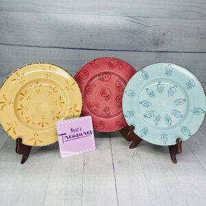 Home Target HMQ 91 Various Color Hand Painted  Stoneware Salad Lunch Plate Set 3
